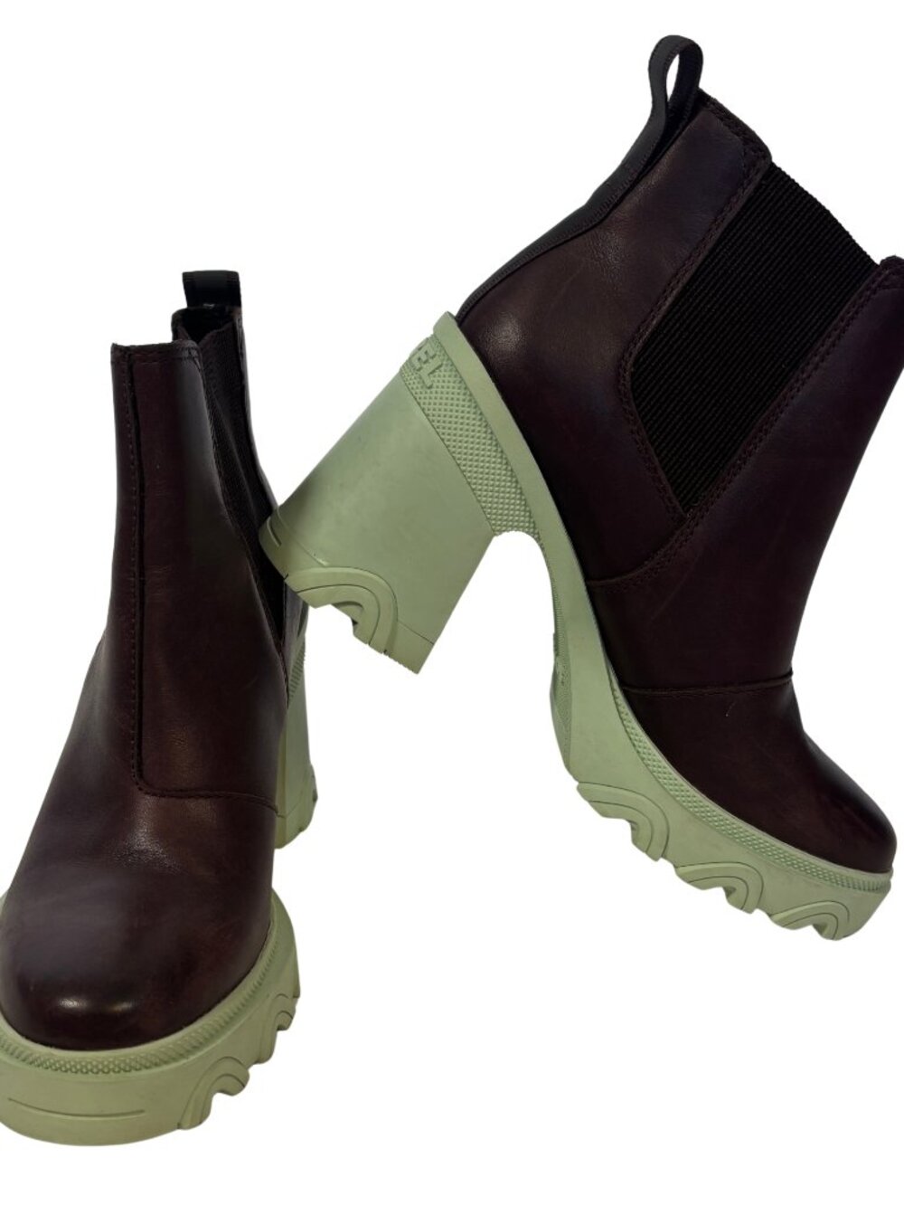 Sorrel Brex Burgundy and Mint Chunky Heeled Chelsea Boots (Size 6)